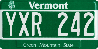 VT license plate YXR242