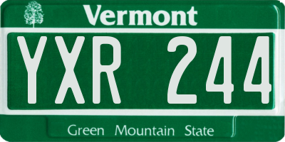 VT license plate YXR244