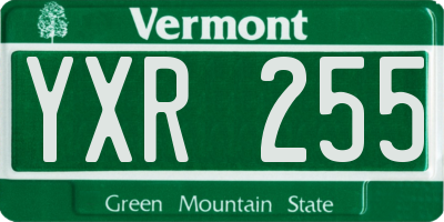 VT license plate YXR255