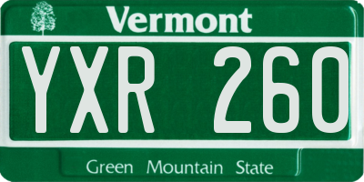VT license plate YXR260