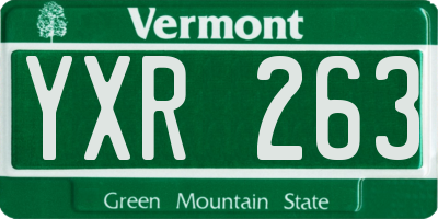 VT license plate YXR263