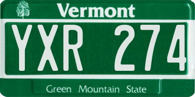VT license plate YXR274