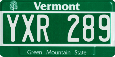 VT license plate YXR289