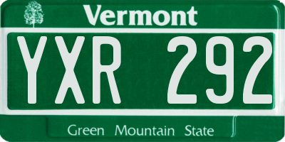 VT license plate YXR292