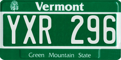 VT license plate YXR296