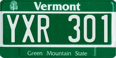 VT license plate YXR301