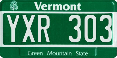 VT license plate YXR303