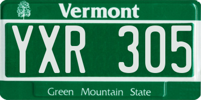 VT license plate YXR305