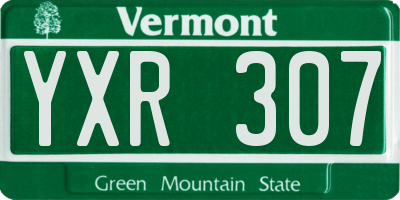 VT license plate YXR307
