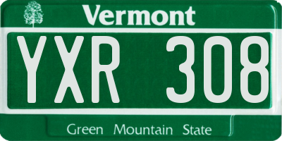 VT license plate YXR308