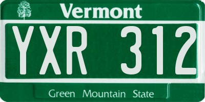 VT license plate YXR312