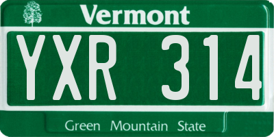 VT license plate YXR314