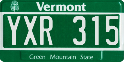 VT license plate YXR315
