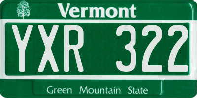 VT license plate YXR322