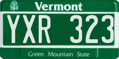 VT license plate YXR323