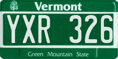 VT license plate YXR326