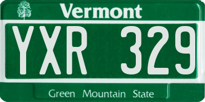 VT license plate YXR329