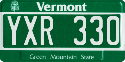 VT license plate YXR330