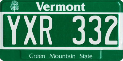 VT license plate YXR332