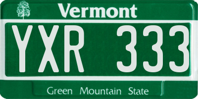 VT license plate YXR333