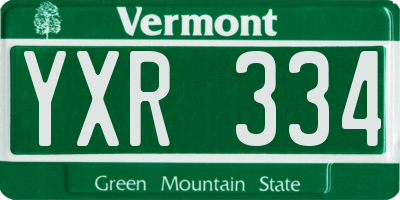 VT license plate YXR334