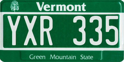 VT license plate YXR335