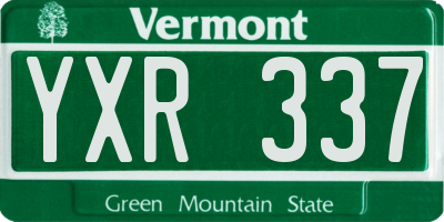 VT license plate YXR337