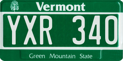 VT license plate YXR340