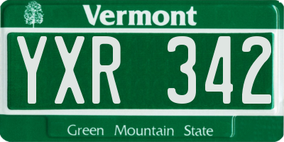 VT license plate YXR342