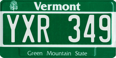 VT license plate YXR349