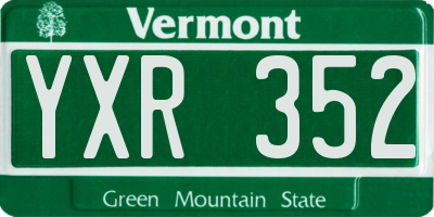 VT license plate YXR352