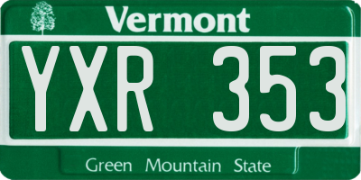 VT license plate YXR353