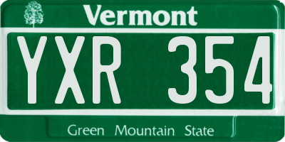 VT license plate YXR354
