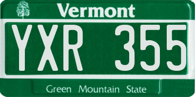 VT license plate YXR355