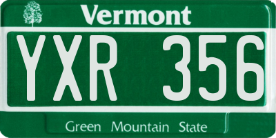 VT license plate YXR356