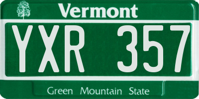 VT license plate YXR357