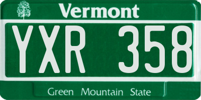 VT license plate YXR358
