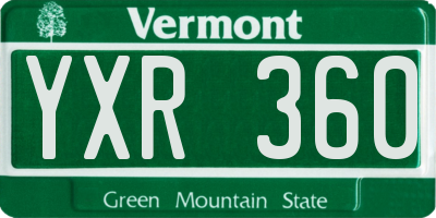 VT license plate YXR360