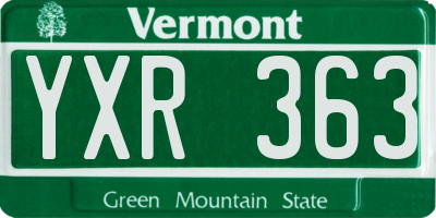 VT license plate YXR363