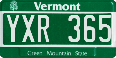 VT license plate YXR365