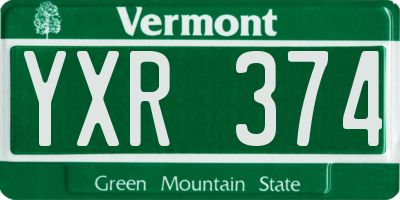 VT license plate YXR374
