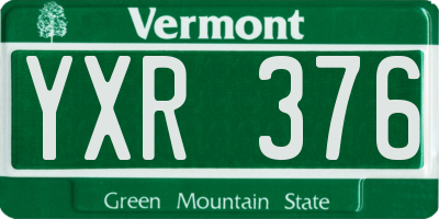 VT license plate YXR376