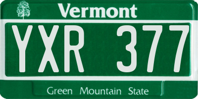 VT license plate YXR377