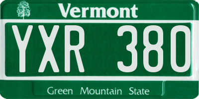 VT license plate YXR380