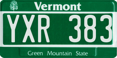 VT license plate YXR383