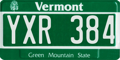 VT license plate YXR384