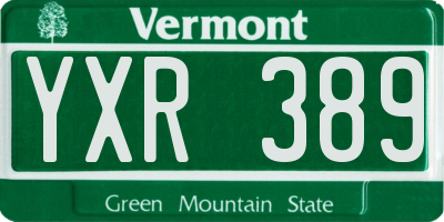 VT license plate YXR389
