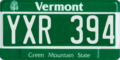 VT license plate YXR394