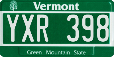 VT license plate YXR398