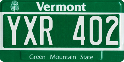 VT license plate YXR402